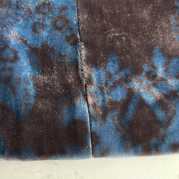 VTG Kay Unger Bow Detail Silk Velvet Jacket Blazer Mocha Mousse & Blue Floral - Picture 8 of 8